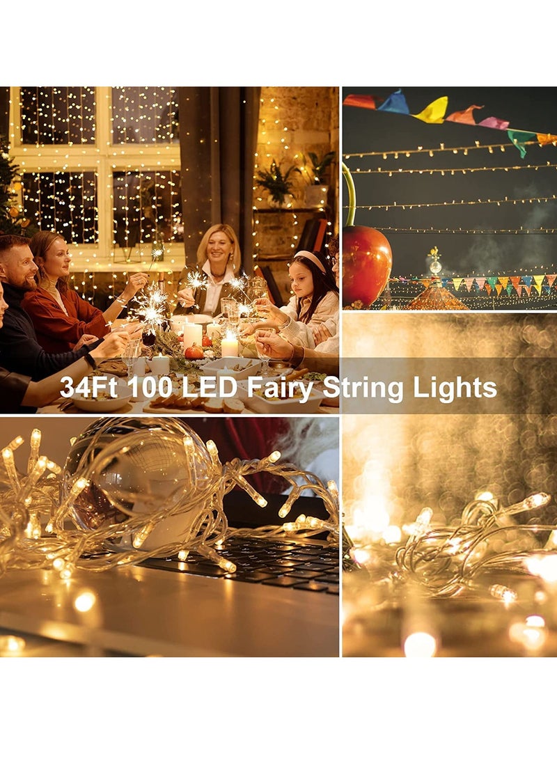 بامير - سلسلة مصابيح LED بيضاء دافئة تعمل ببطارية AA بطول 7 أمتار و50 مصباح LED لعيد الميلاد وعيد الميلاد ورمضان وشجرة عيد الميلاد لديوالي وديكورات الزفاف المنزلية ووضعين وزر تشغيل وإيقاف في صندوق البطارية - Image 1