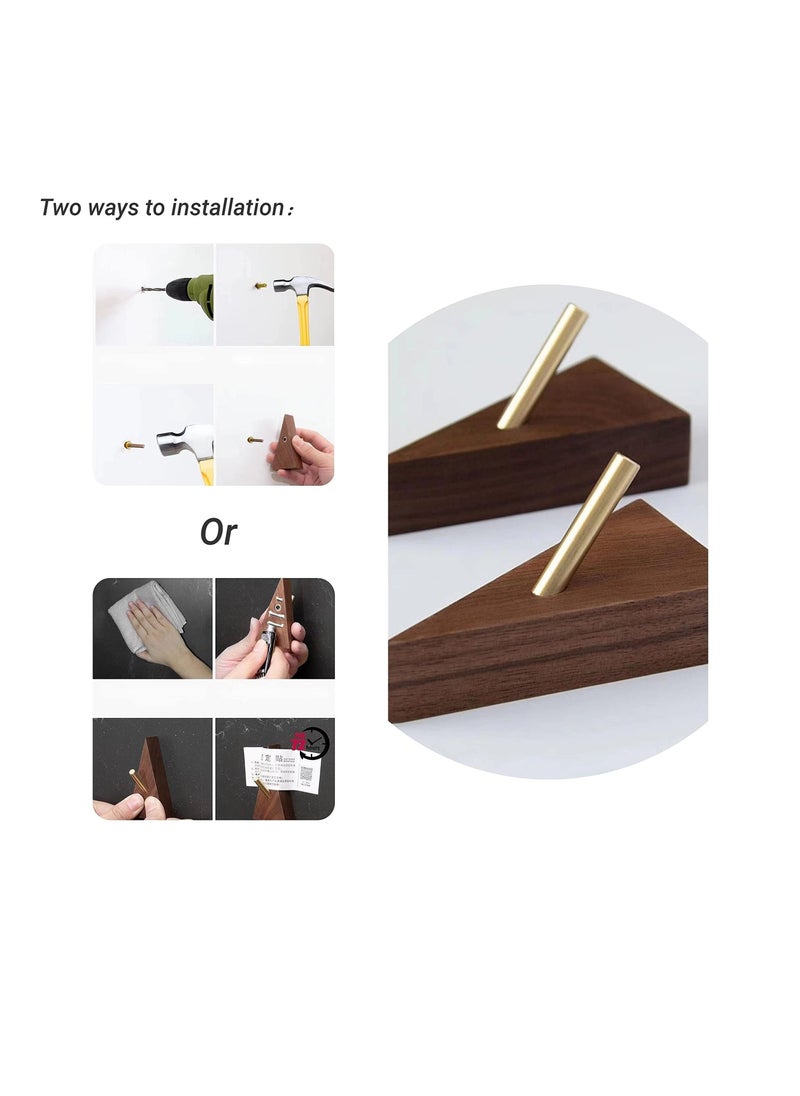 Generic - Wood Wall Hook, Purse Hanger for Wall Cute Wall Hooks for Hanging Coats Hat Hangers Wall Mounted Modern Wall Hooks Black Metal Hooks Wall Decorative Wall Hooks (4, Black Walnut Wood) - Image 1