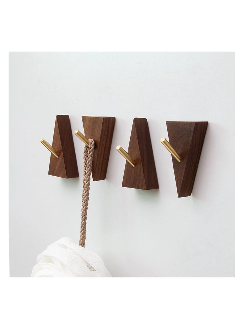 Generic - Wood Wall Hook, Purse Hanger for Wall Cute Wall Hooks for Hanging Coats Hat Hangers Wall Mounted Modern Wall Hooks Black Metal Hooks Wall Decorative Wall Hooks (4, Black Walnut Wood) - Image 1