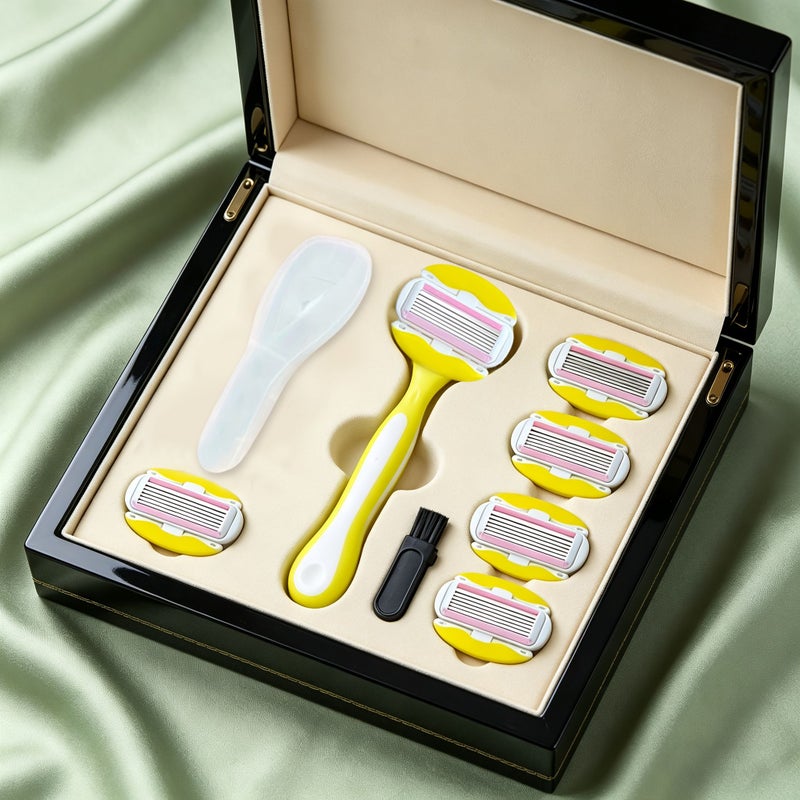 Women Razor 1 Handle 6 Refills Manual Shaver With Dual 6 Layers Stainless Steel Blades And Replaceable Head Each Lasts 30 Days Lubricated Soap Bar With Vitamin E And Aloe Vera Smooth Gentle On Sensitive Skin Gifts For Her - Image 1