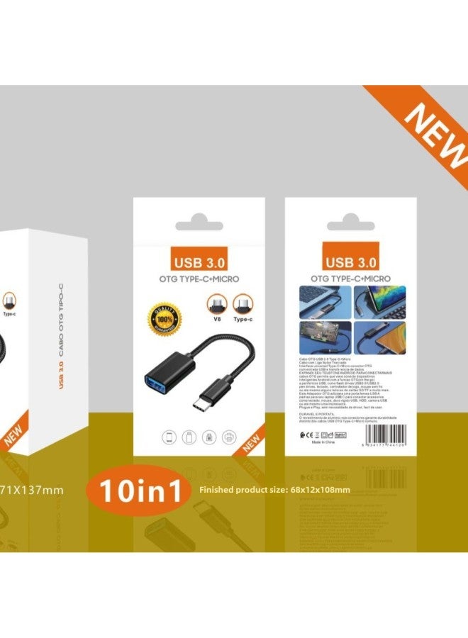 Direct Sales Android Adapter Cable Type-c Adapter Cable Suitable For Huawei Mobile Phones And Android Phones OTG Adapter-Number Of Interfaces:Black V8 - Image 4