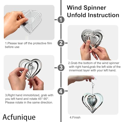 Acfunique Bird Deterren for Outside Patio,Bird Scare Devices Discs Reflectors Stainless Steel Wind Spinners Reflective Heart Metal Bird Repellen to Keep Birds Away Porch Garden Yard Sparkly Double Side Spinners - Image 5