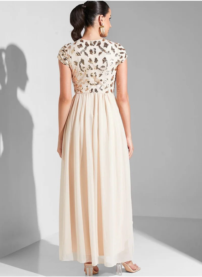 Namshi x Embellished Bodice High Low Dress