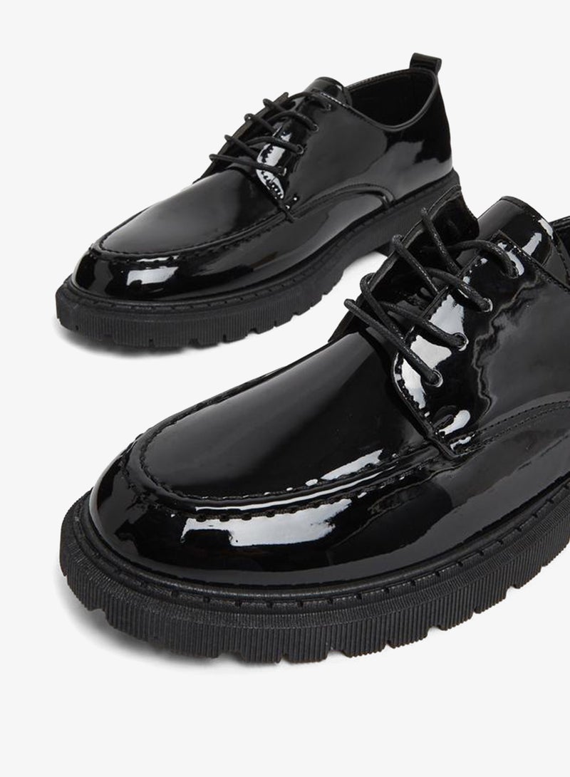 Styli Glossy Black Lace-Up Formal Shoes - Image 3