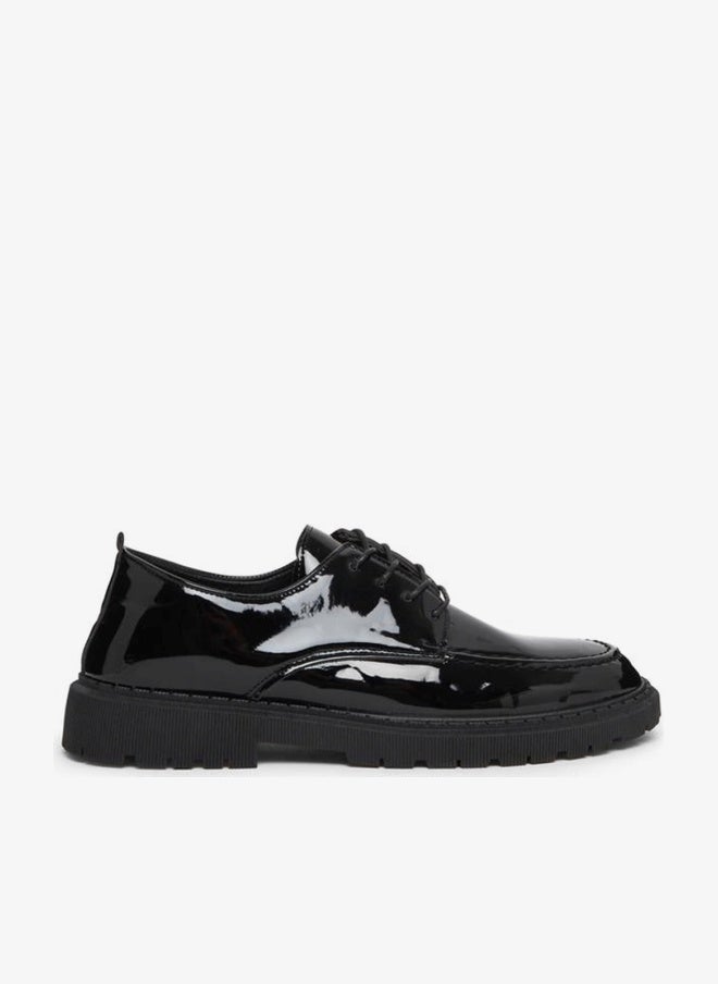 Styli Glossy Black Lace-Up Formal Shoes - Image 1