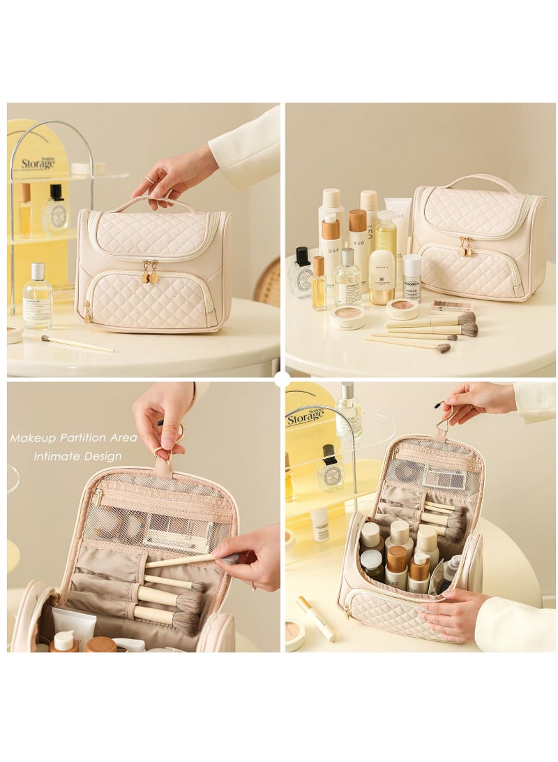 حقيبة مستحضرات التجميل للسفر، حقيبة مكياج للسفر، حقيبة تجميل للسفر، حقيبة أدوات العناية الكبيرة، حقيبة مستحضرات تجميل مقاومة للماء، حقيبة تنظيم المكياج للنساء والفتيات، باللون الأسود - Image 3