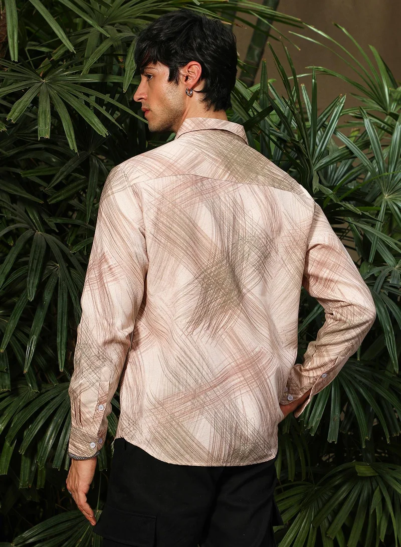 CAHOOT  Men's Ecru Beige Soft-Brushed Shirt for Men | Best Price UAE