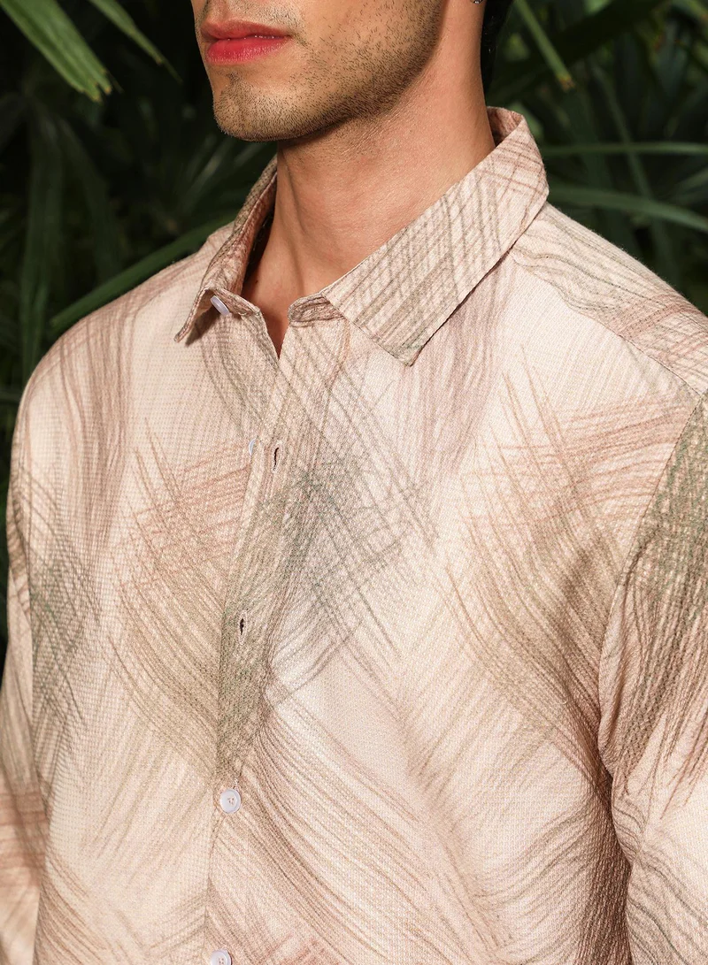 CAHOOT  Men's Ecru Beige Soft-Brushed Shirt for Men | Best Price UAE