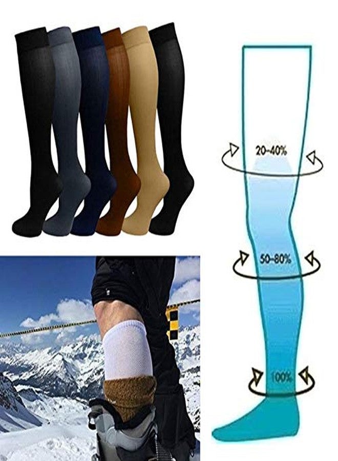 Digital Shoppy Unisex Medical Compression Socks Pressure Varicose Veins Leg Relief Pain Knee High Stockings Socks 1Pair (Brown, L/XL) - Image 4