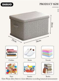 DUNISO 3pcs Foldable Closet Storage Organizer with lid,Wardrobe Clothes Organizer For Clothing, Sheets, Toys, Books,Washable Closet Storage Boxes with Carrying Handles Cube Stackable Storage Bin for Home Bedroom Office  - Image 4