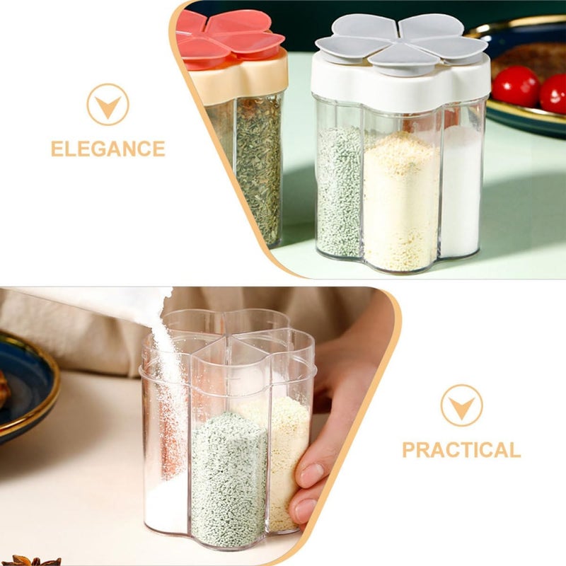 2pcs Spice Jar Set with Compartments, Gray Condiment Storage Containers for Kitchen, Portable Salt and Pepper Shakers, Small Seasoning Organizer for Home Cooking - Image 3