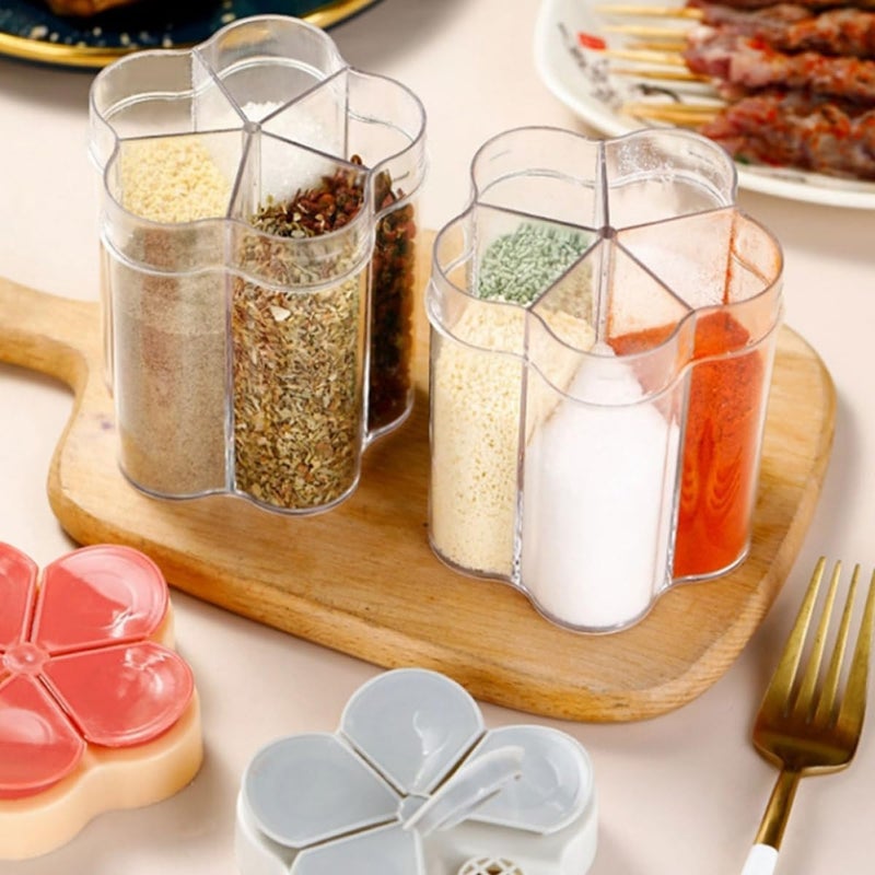 2pcs Spice Jar Set with Compartments, Gray Condiment Storage Containers for Kitchen, Portable Salt and Pepper Shakers, Small Seasoning Organizer for Home Cooking - Image 5