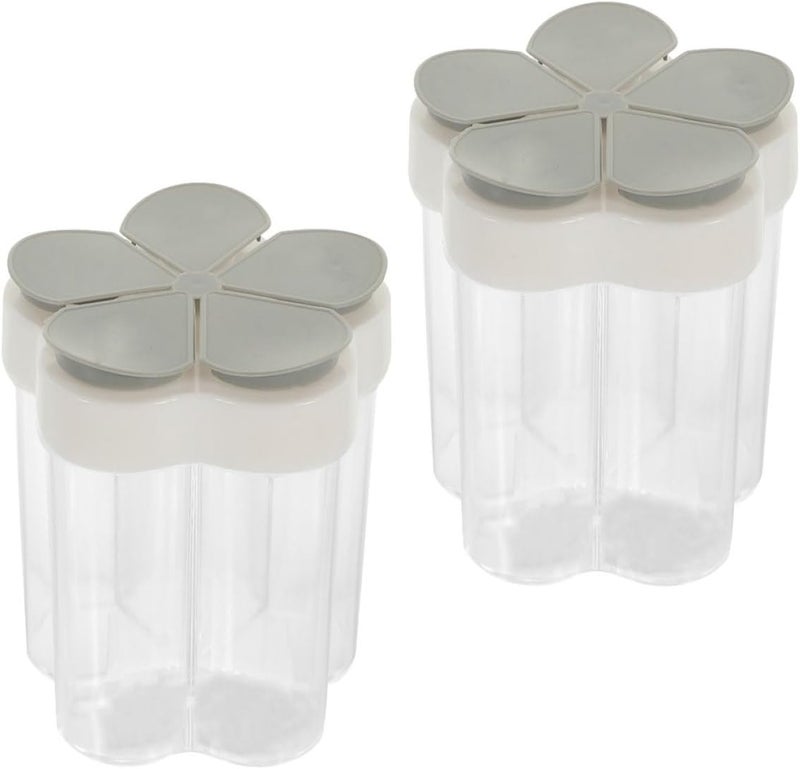 2pcs Spice Jar Set with Compartments, Gray Condiment Storage Containers for Kitchen, Portable Salt and Pepper Shakers, Small Seasoning Organizer for Home Cooking - Image 1