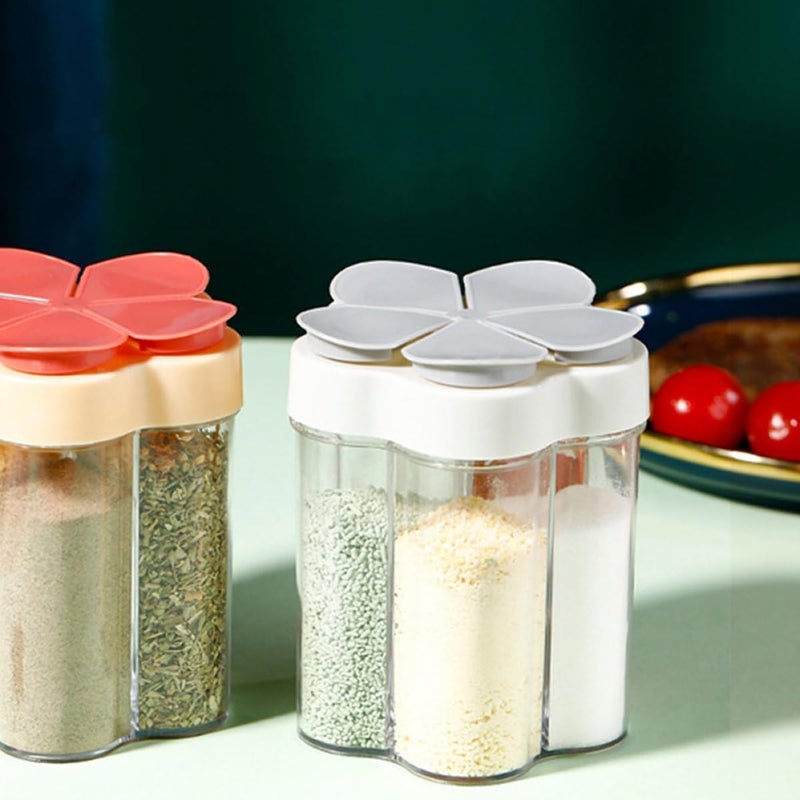 2pcs Spice Jar Set with Compartments, Gray Condiment Storage Containers for Kitchen, Portable Salt and Pepper Shakers, Small Seasoning Organizer for Home Cooking - Image 4