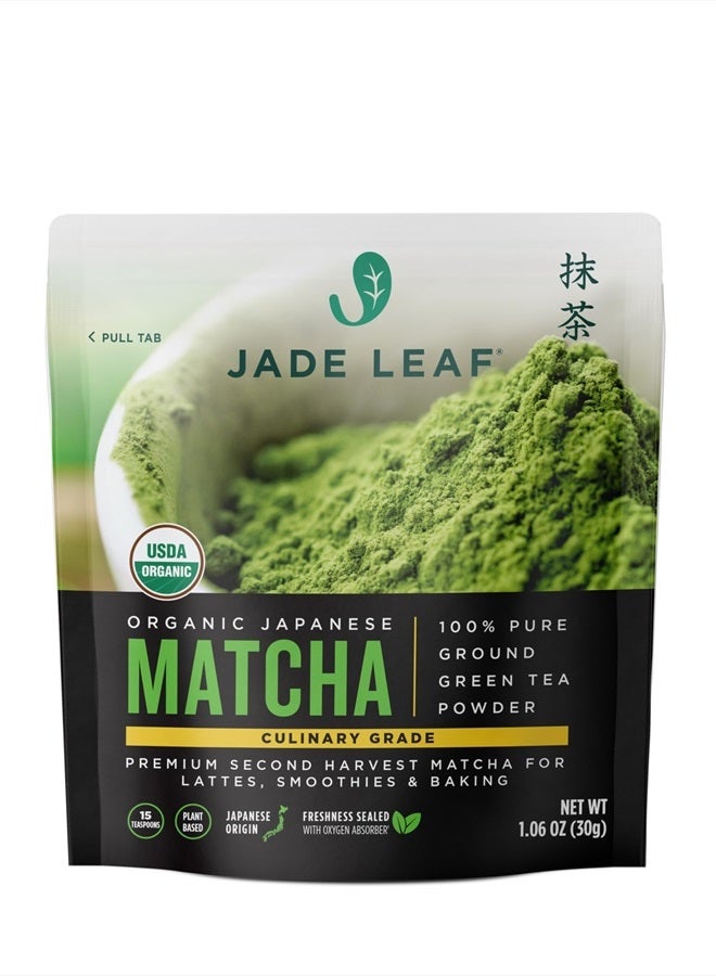 Jade Leaf Matcha Organic Green Tea Powder - Culinary Grade Premium Second Harvest - Authentic Japanese Origin (1.06 Ounce Pouch)  - Image 1