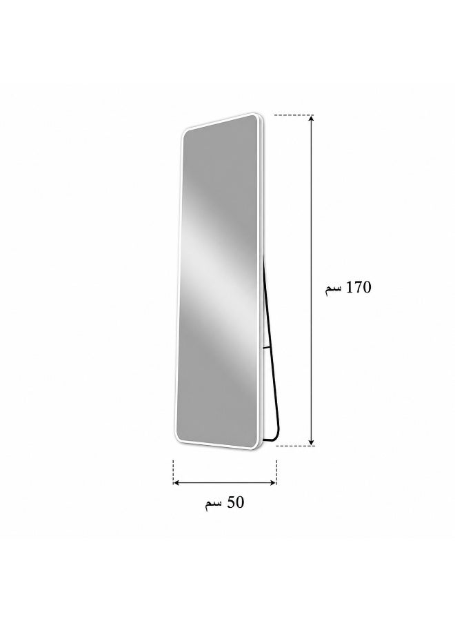 alsaada home Rectangular Wall Mounted Decor Mirror with Metal Frame, 170x50 cm - White - Image 3