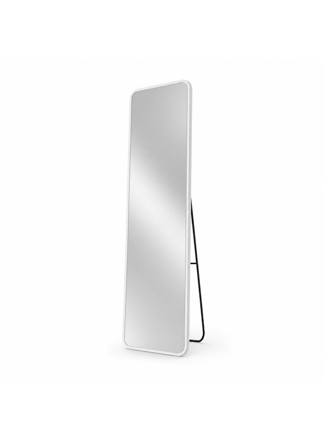 alsaada home Rectangular Wall Mounted Decor Mirror with Metal Frame, 170x50 cm - White - Image 1