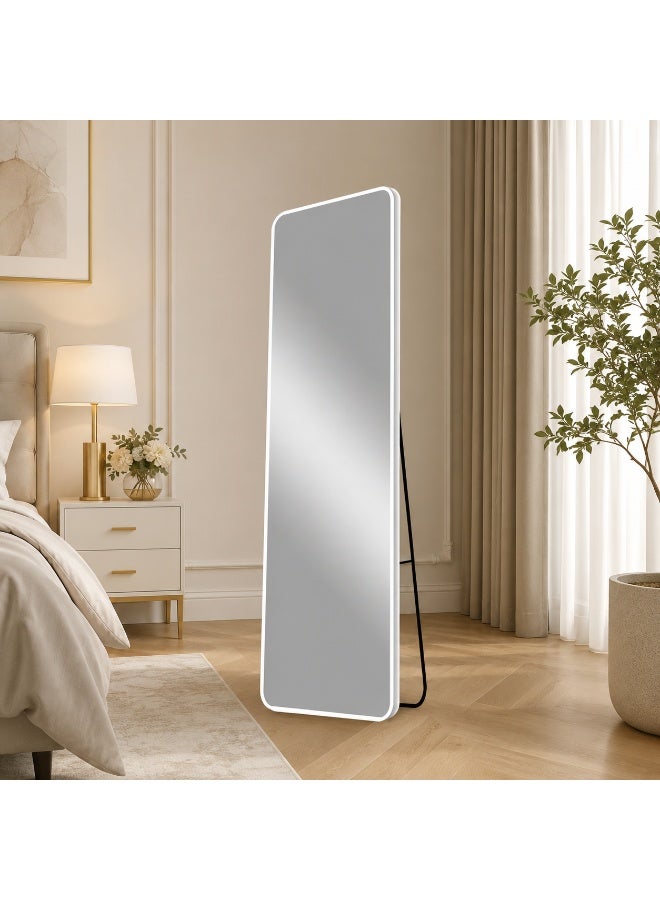 alsaada home Rectangular Wall Mounted Decor Mirror with Metal Frame, 170x50 cm - White - Image 2