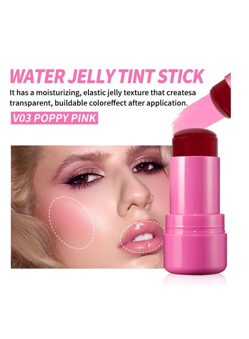 فايبلي كريم أحمر الخدود جيلي بلاش ستيك للخدود والعيون والشفاه من أجل تفتيح البشرة، أحمر الخدود طبيعي مع مقاوم للماء والعرق، مكياج عاري متعدد الاستخدامات، أحمر خدود كريمي 03 بوبي بينك - Image 1