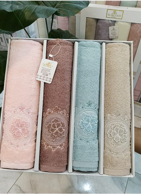 El Sarougy Pure Egyptian Cotton Towel Set (4 Pieces)