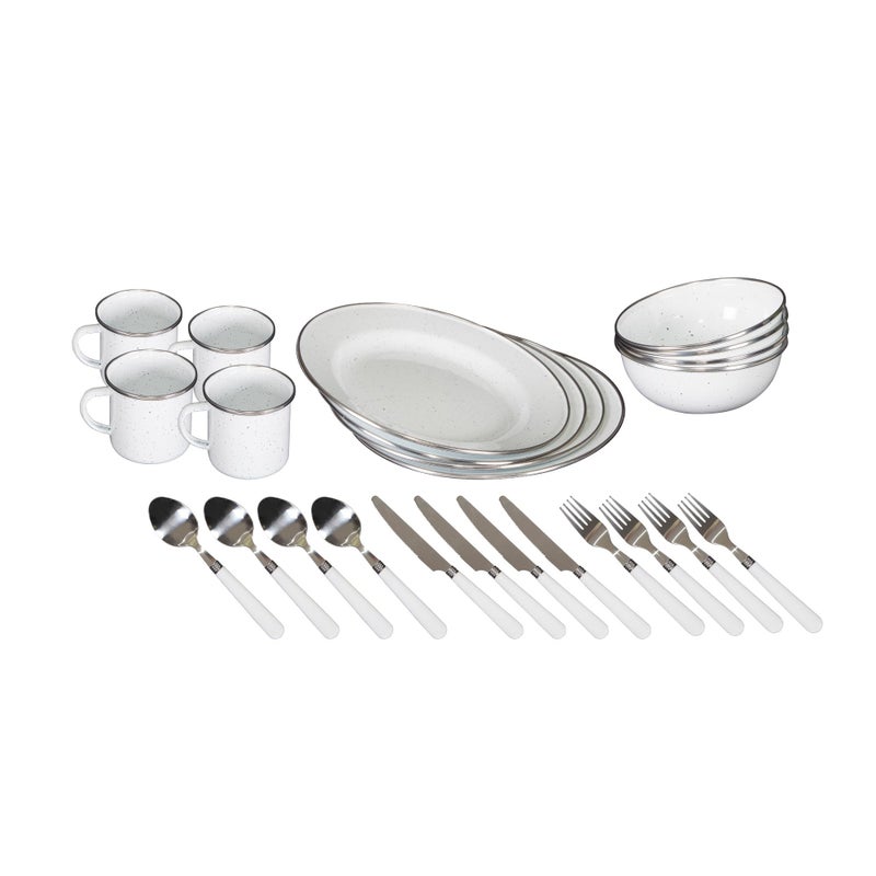 Stansport Deluxe 24-Piece Enamel Tableware Set - White (11220-03) - Image 1