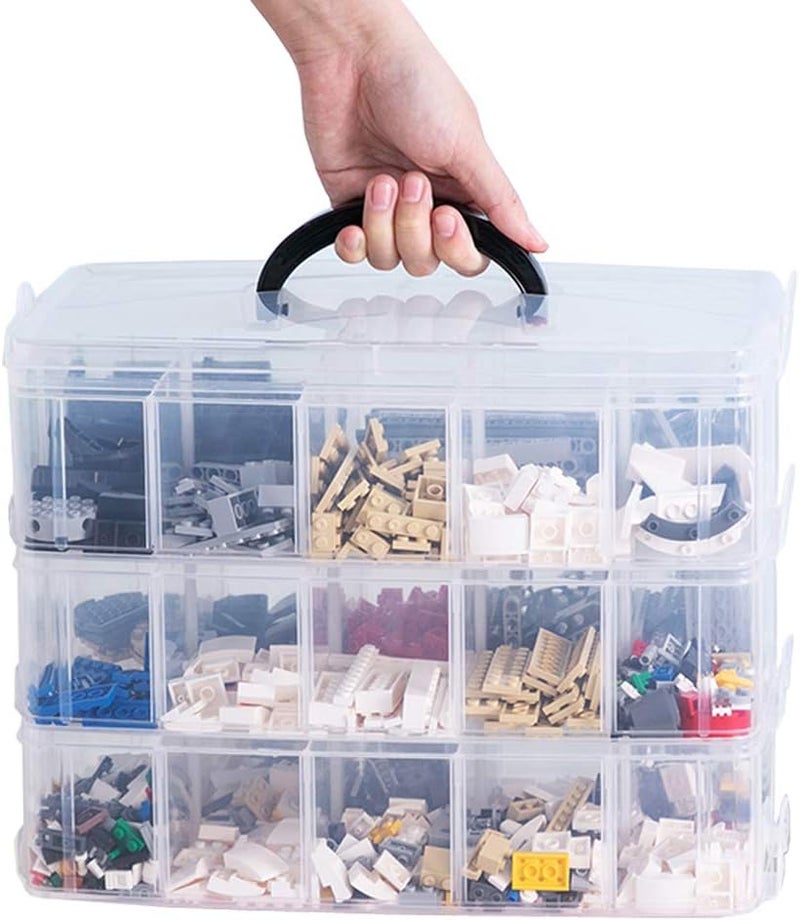Sooyee 3-Layer Things & Crafts Storage Box with 30 Adjustable Compartments for Organizing Washi Tape, Embroidery Accessories, Threads Bobbins, Kids Toy, Nail Polish, Jewelry - Large - Image 1
