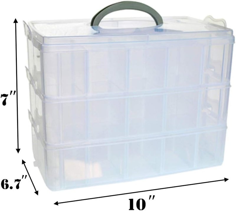 Sooyee 3-Layer Things & Crafts Storage Box with 30 Adjustable Compartments for Organizing Washi Tape, Embroidery Accessories, Threads Bobbins, Kids Toy, Nail Polish, Jewelry - Large - Image 3