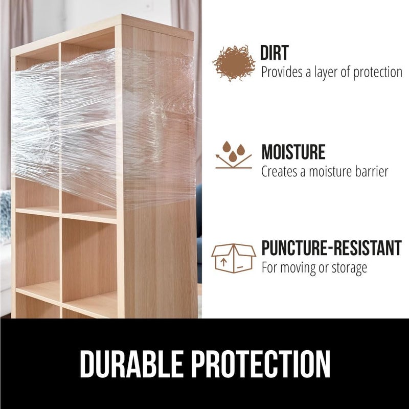 Gorilla Grip 500% Stretch Film Heavy Duty Plastic, 2 Pack 500ft Shrink Wrap Rolls 24" Puncture Resistant, Industrial Strength for Pallet Storing, Wrapping, Moving, Packing Furniture Protection Clear - Image 4