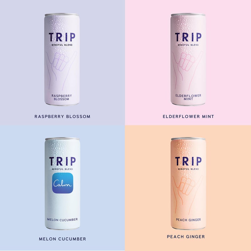 Trip Mindful Blend, Lightly Sparkling Adaptogen Seltzer, Mocktail w/ 120mg Magnesium Citrate with Ashwagandha, Lions Mane & L Theanine, No Added Sugar, Vegan, Original Variety Pack, 12 Oz, 12Pk - Image 3