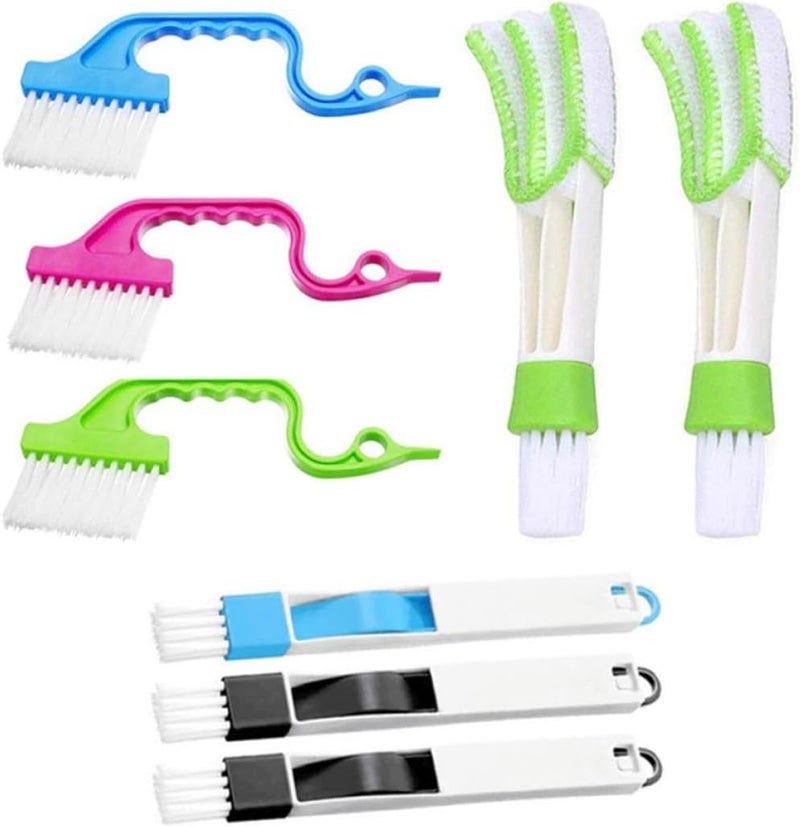 8pcs Window Slot Brush and Groove Cleaning Brush Set for Wet and Dry Use, Multi-Surface Dust Removal Tool for Window Tracks, Gaps, and Crevices Cleaning in Home and Office - Image 1
