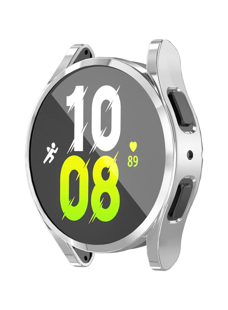 Case Compatible with Samsung watch 5 44mm Case All-Around Screen Protector Watch Soft TPU Shockproof Cover Slim Guard Thin Bumper Shell Protector (Silver) - Image 2