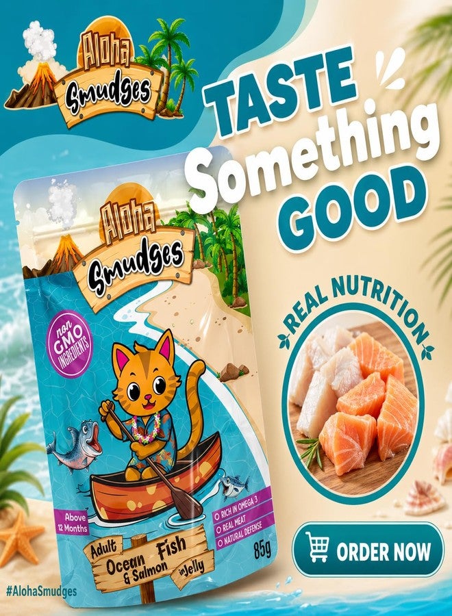 Nutra Pet Aloha Smudges Ocean Fish & Salmon Adult Cat Wet Food in Jelly (Pack of 3) - Image 2