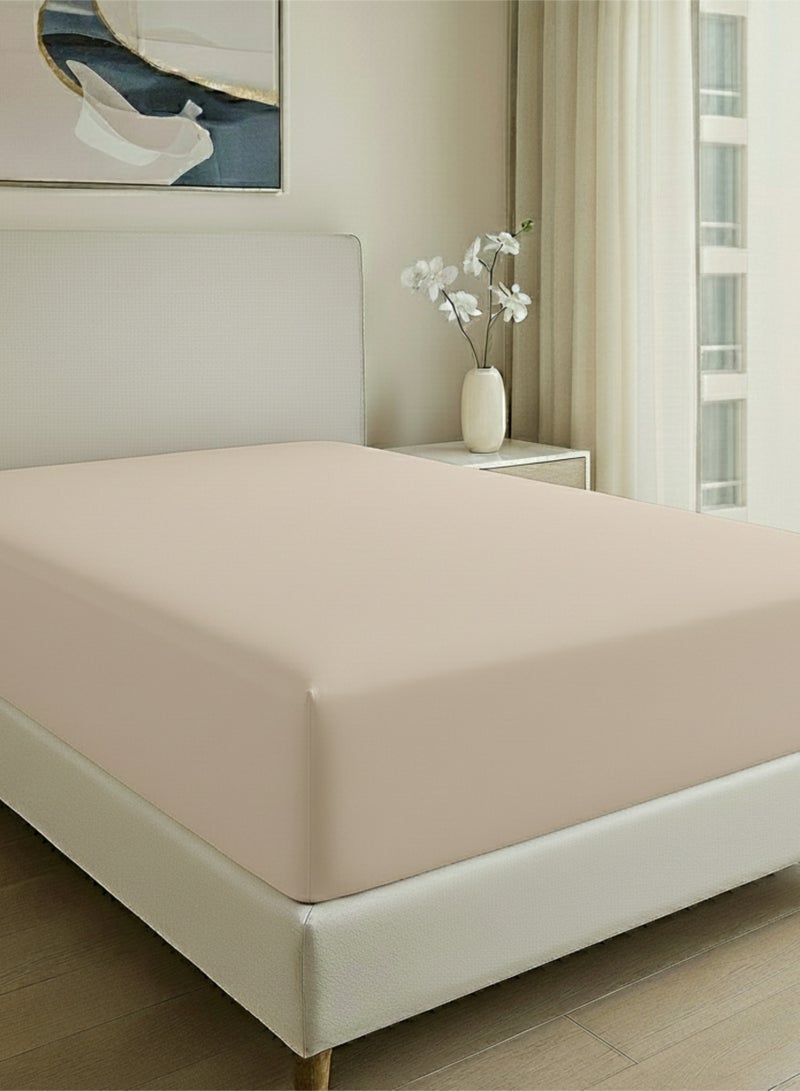 كلاود سكيب لينين Cloud Scape Linen 600 Thread Count Egyptian Cotton Fitted Sheet ( King, Linen) - Image 1