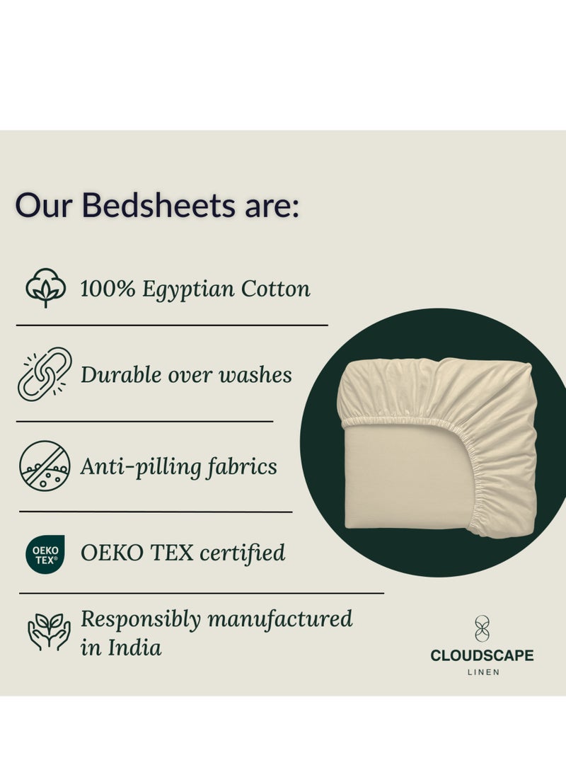 كلاود سكيب لينين Cloud Scape Linen 600 Thread Count Egyptian Cotton Fitted Sheet ( King, Linen) - Image 4
