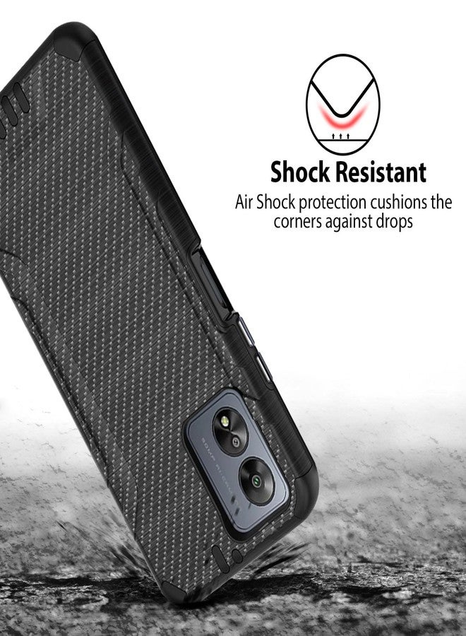 TJ's TJS Compatible for Boost Celero5G SC 2024 Case (Version Only), with Tempered Glass Screen Protector, Magnetic Support Shockproof Metallic Brush Finish Phone Case for Celero 5G SC (Carbon Fiber) - Image 4