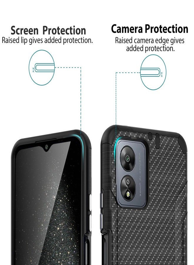 TJ's TJS Compatible for Boost Celero5G SC 2024 Case (Version Only), with Tempered Glass Screen Protector, Magnetic Support Shockproof Metallic Brush Finish Phone Case for Celero 5G SC (Carbon Fiber) - Image 5