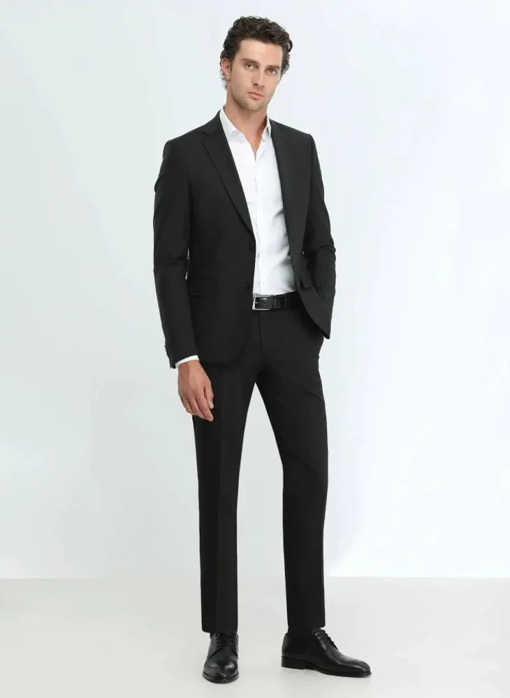 كيب بدلة سوداء سادة عصرية من الصوف الممزوج