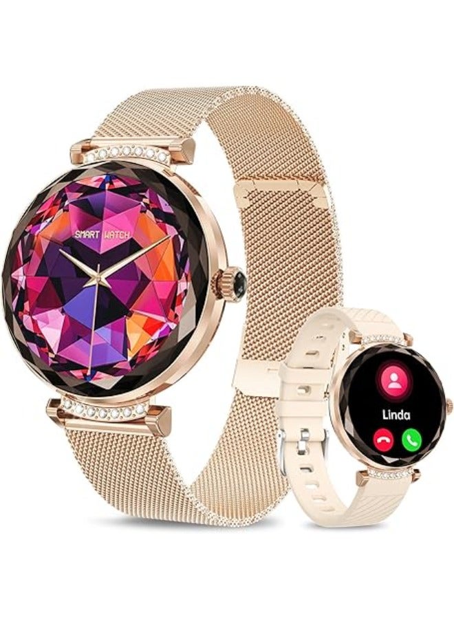 Efolen Smart Watches for Women(Answer/Make Call),1.19" AMOLED Fitness Watch, Heart Rate Sleep Blood Pressure Monitor, IP68 Waterproof,100+ Sports Modes Fitness Tracker Smartwatch for iOS Android -Rose Gold - Image 1