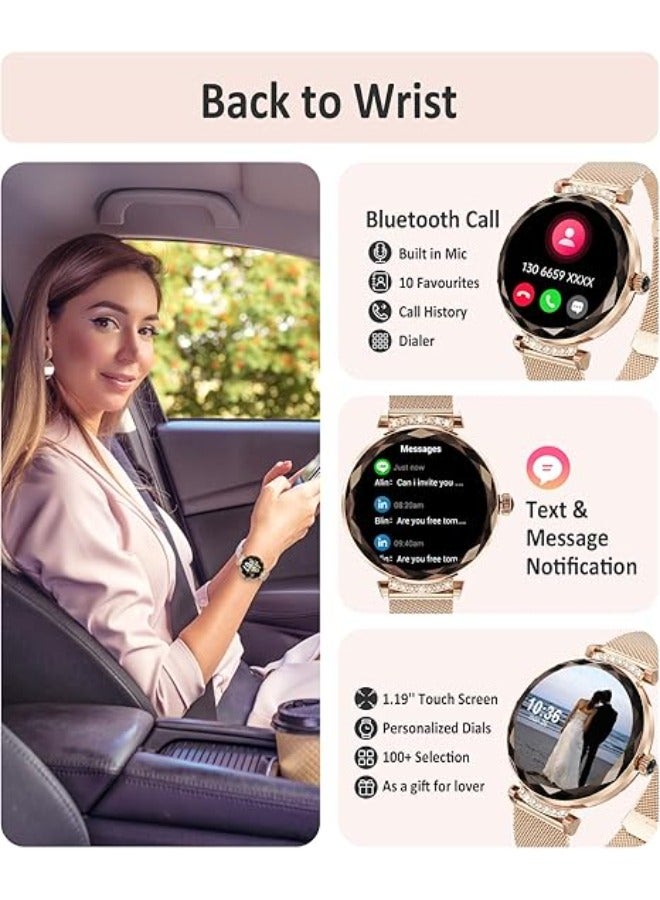Efolen Smart Watches for Women(Answer/Make Call),1.19" AMOLED Fitness Watch, Heart Rate Sleep Blood Pressure Monitor, IP68 Waterproof,100+ Sports Modes Fitness Tracker Smartwatch for iOS Android -Rose Gold - Image 2