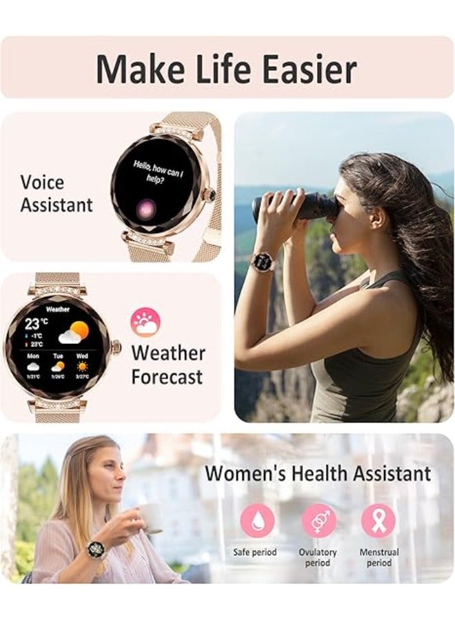 Efolen Smart Watches for Women(Answer/Make Call),1.19" AMOLED Fitness Watch, Heart Rate Sleep Blood Pressure Monitor, IP68 Waterproof,100+ Sports Modes Fitness Tracker Smartwatch for iOS Android -Rose Gold - Image 3