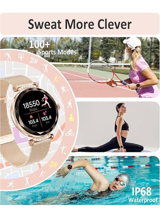 Efolen Smart Watches for Women(Answer/Make Call),1.19" AMOLED Fitness Watch, Heart Rate Sleep Blood Pressure Monitor, IP68 Waterproof,100+ Sports Modes Fitness Tracker Smartwatch for iOS Android -Rose Gold - Image 4