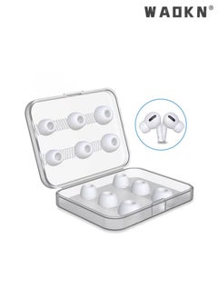 6 Pairs of Ear Tips Replacement Silicon Tips Compatible for Airpods Pro, Fit in The Charging Case, Anti-Slip Reducing Noise in-Ear Eartips, White Ear Buds with Portable Storage Box (S/M/L)