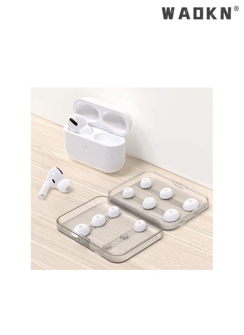 WAOKN - 6 Pairs of Ear Tips Replacement Silicon Tips Compatible for Airpods Pro, Fit in The Charging Case, Anti-Slip Reducing Noise in-Ear Eartips, White Ear Buds with Portable Storage Box (S/M/L) - Image 1