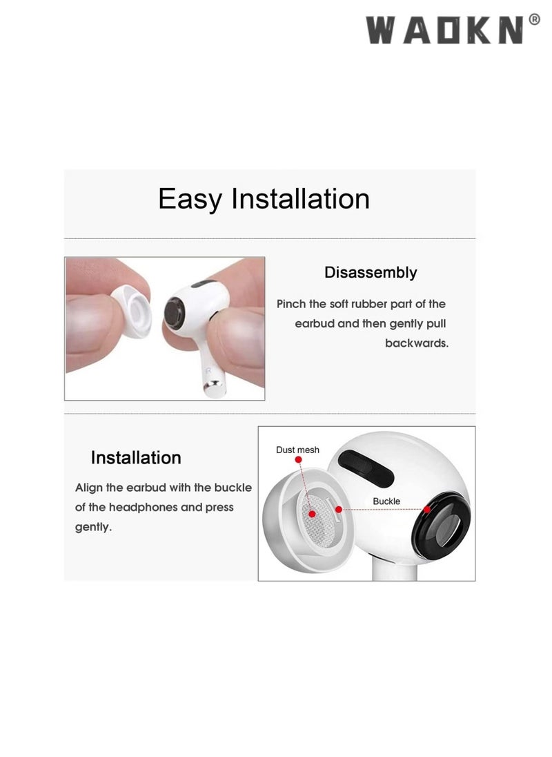 WAOKN - 6 Pairs of Ear Tips Replacement Silicon Tips Compatible for Airpods Pro, Fit in The Charging Case, Anti-Slip Reducing Noise in-Ear Eartips, White Ear Buds with Portable Storage Box (S/M/L) - Image 1