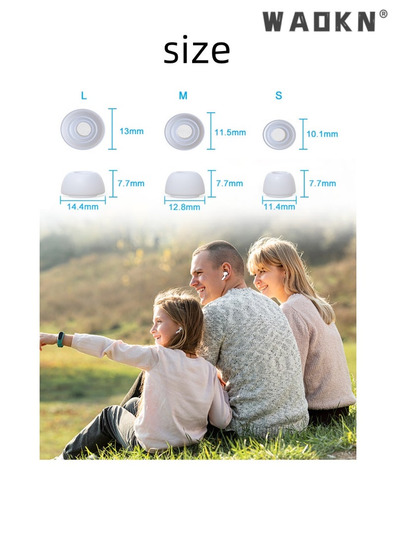 WAOKN - 6 Pairs of Ear Tips Replacement Silicon Tips Compatible for Airpods Pro, Fit in The Charging Case, Anti-Slip Reducing Noise in-Ear Eartips, White Ear Buds with Portable Storage Box (S/M/L) - Image 1