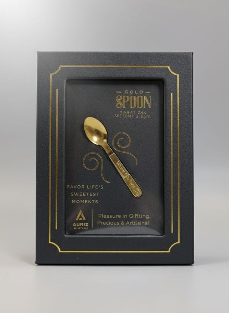 AURIZ MINTING Rizan Jewellery - Auriz Minting 2.5Gm 24K Gold Spoon 999.9 Purity - 2.5 Grams - Image 2