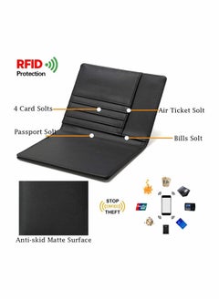 KASTWAVE Travel Wallet Passport Holder Blocking Leather Passport Cover Case with Wallet for Credit Card, Money, Boarding, Passport Holder Protector for Men Women (Black)  - Image 2