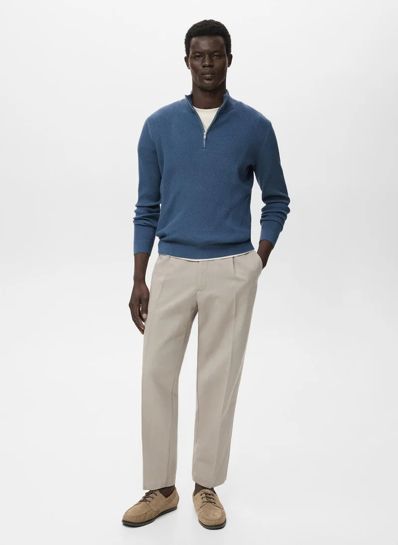 مانجو مان Ribbed sweater with zip neck