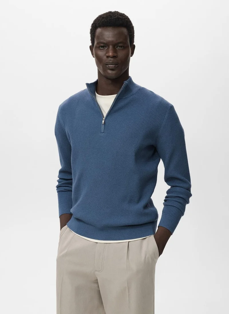 مانجو مان Ribbed sweater with zip neck