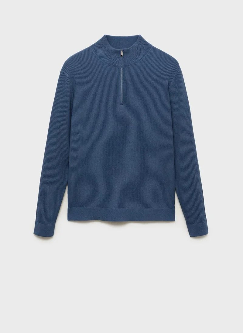 مانجو مان Ribbed sweater with zip neck